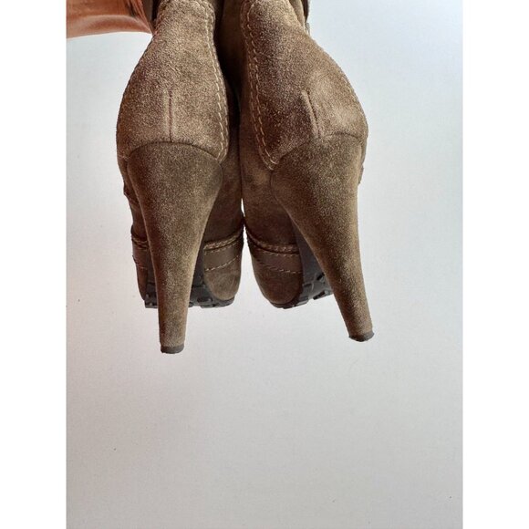 PROENZA SCHOULER Peat Suede Leather Moto Biker Platform Ankle Boots, Size 37.5 - Picture 9 of 16